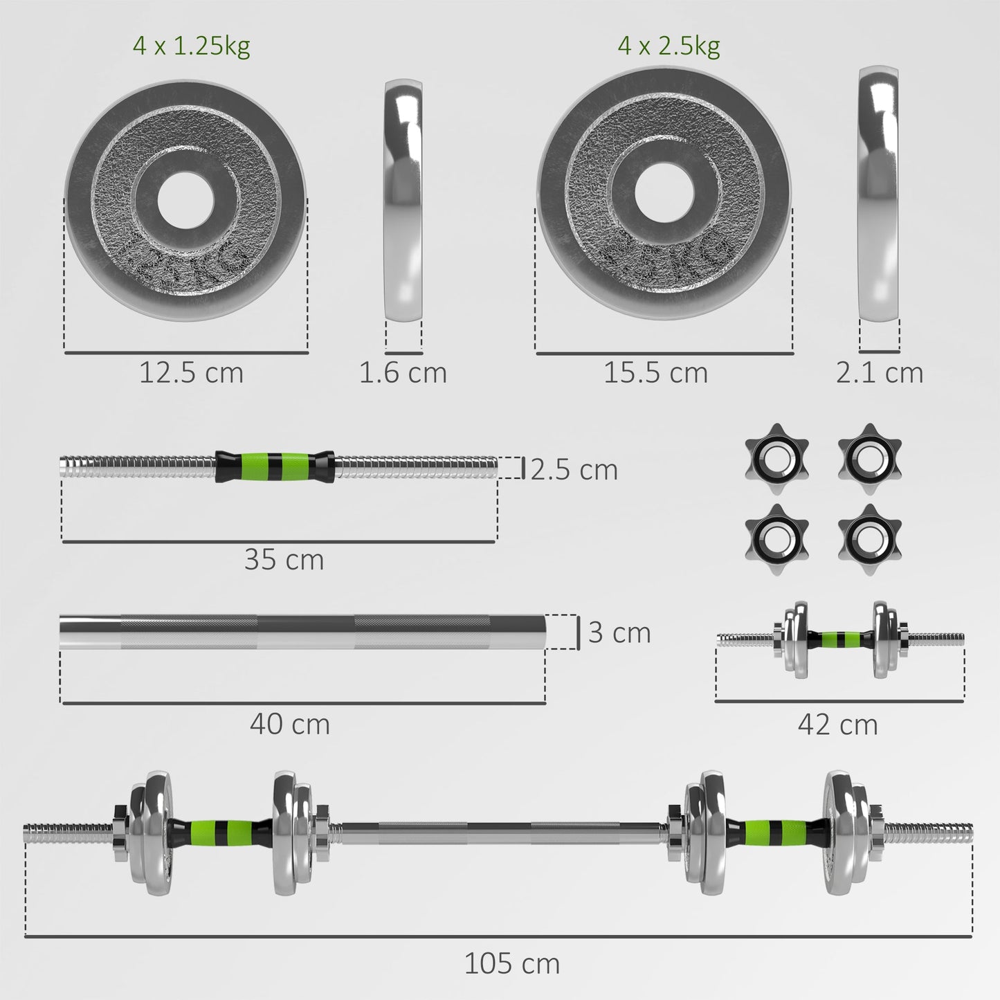 20kg Adjustable Weights Dumbbells Set, 2-in-1 Dumbbells and Barbell with Non-slip Handle, Free Weights Set for Home Gym Weight Lifting and Strength Training-2