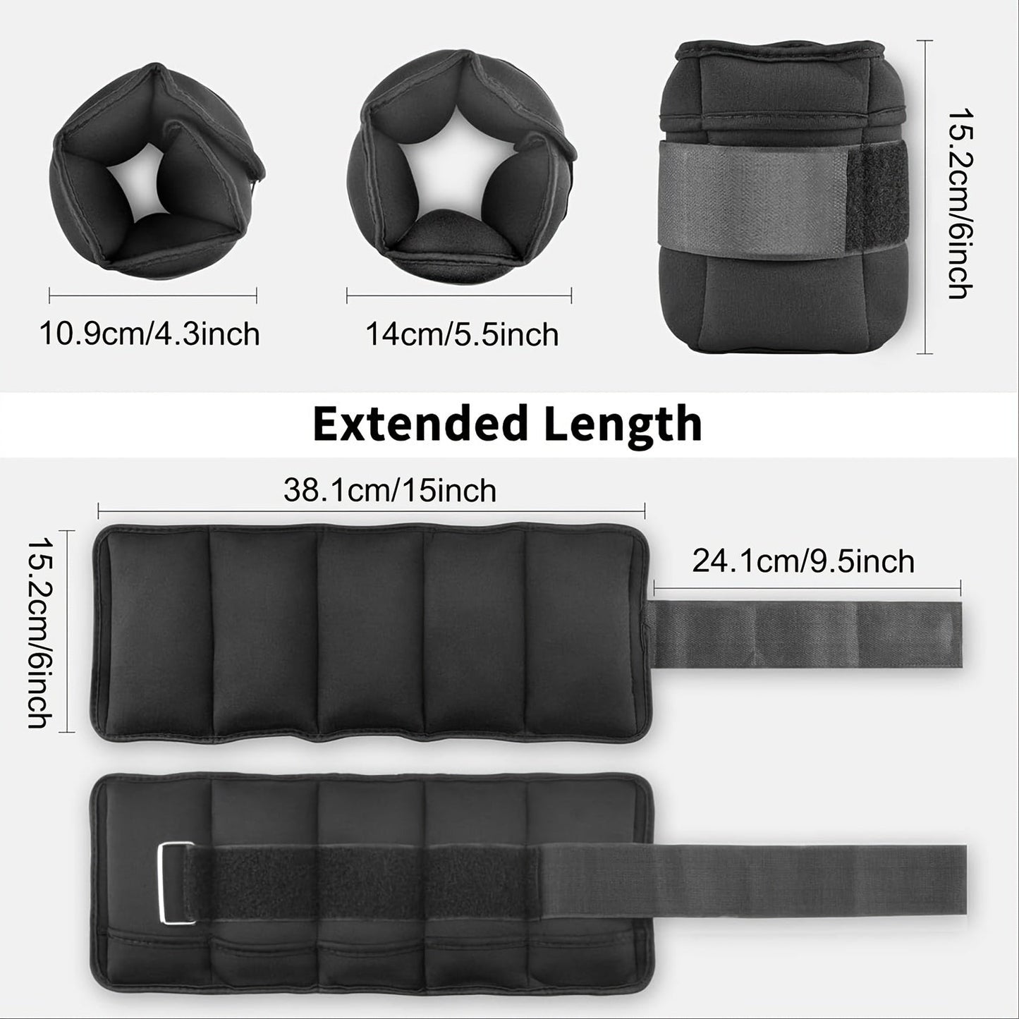 Ankle Adjustable Wrist Weights Set (10lbs)-2
