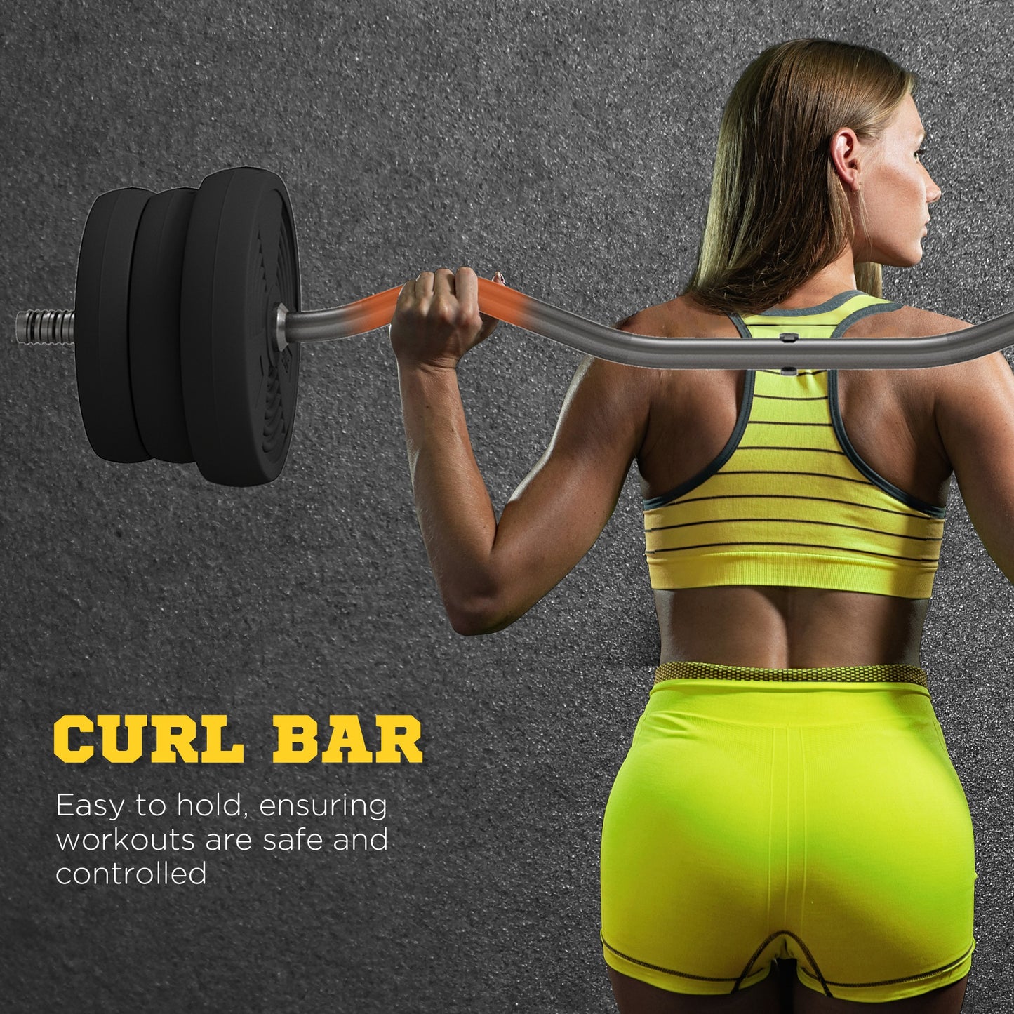 25kg Barbell Set, Adjustable Weights with Curl Bar and Non-slip Handle, for Women and Men Weight Lifting Training by SPORTNOW-2