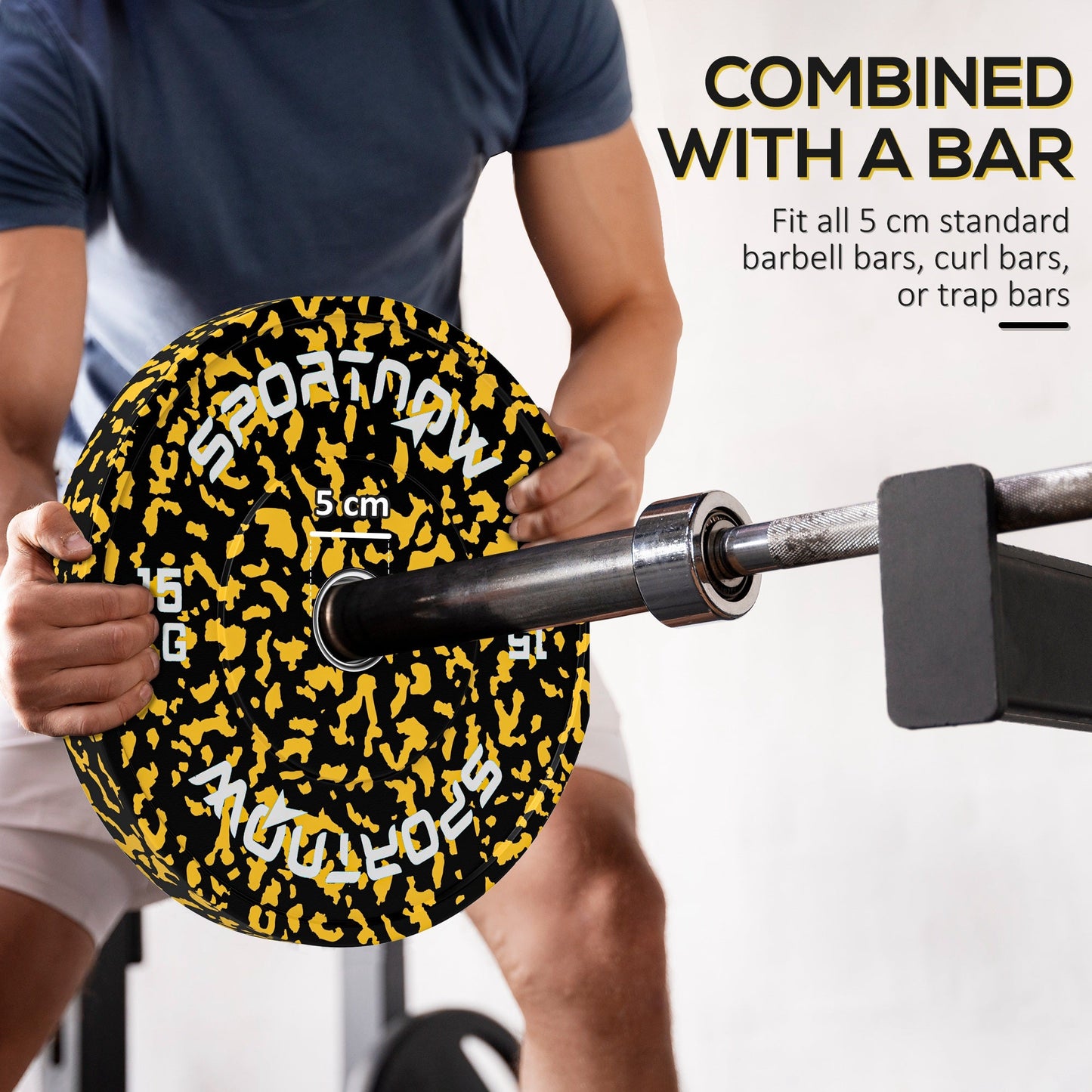 Olympic Weight Plates Set, Solid Rubber Bumper Plates Weights Discs with 2"/5cm Holes, for Home Gym Weight Lifting Strength Training, 2 x 15kg-4