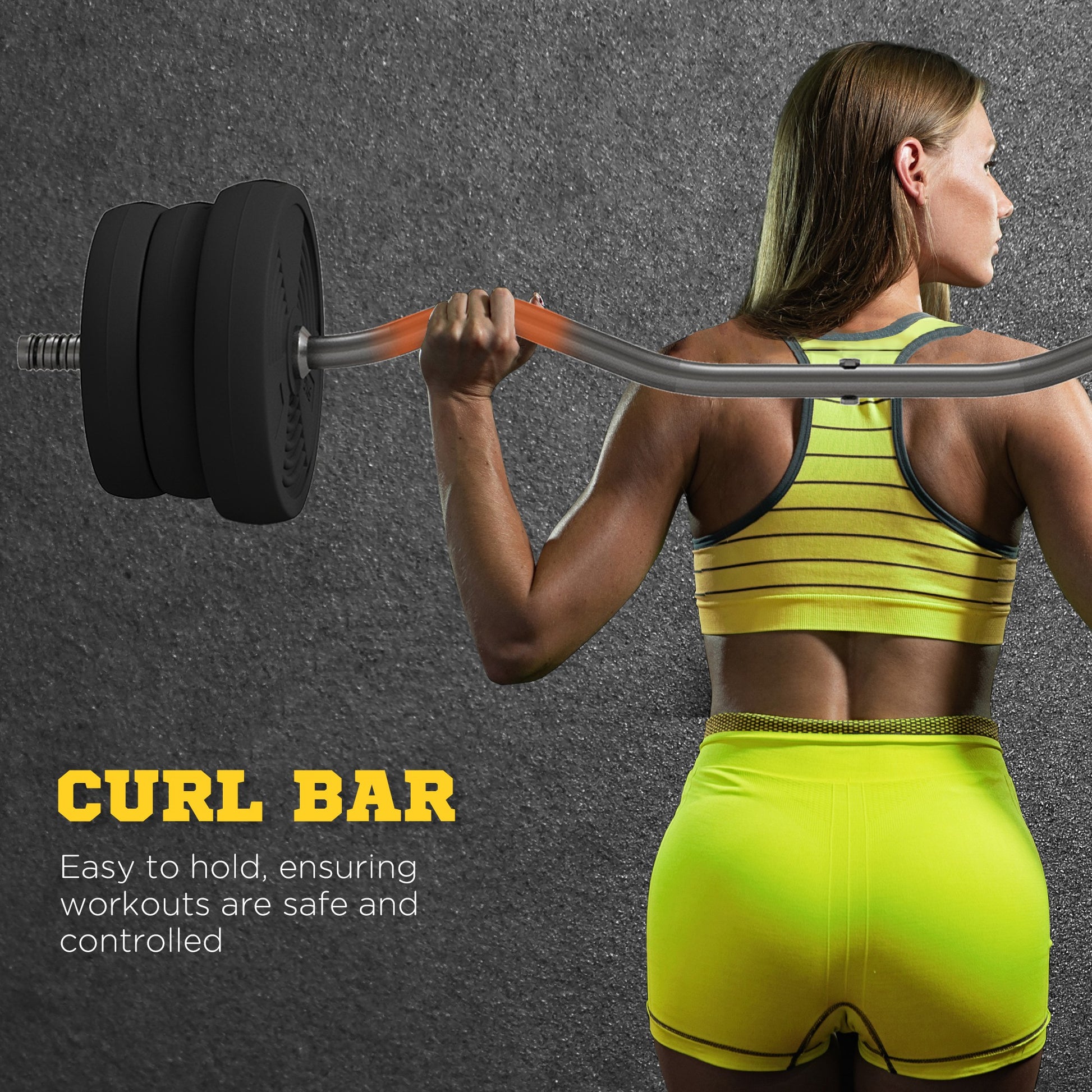 25kg Barbell Set, Adjustable Weights with Curl Bar and Non-slip Handle, for Women and Men Weight Lifting Training by SPORTNOW-2