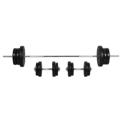 65kg Adjustable Barbell Weights Set, 2 in 1 Dumbbells and Barbell Set w/ Knurled Bar, Free Weights Training Equipment for Gym | HOMCOM-0