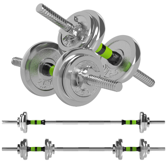 20kg Adjustable Weights Dumbbells Set, 2-in-1 Dumbbells and Barbell with Non-slip Handle, Free Weights Set for Home Gym Weight Lifting and Strength Training-0