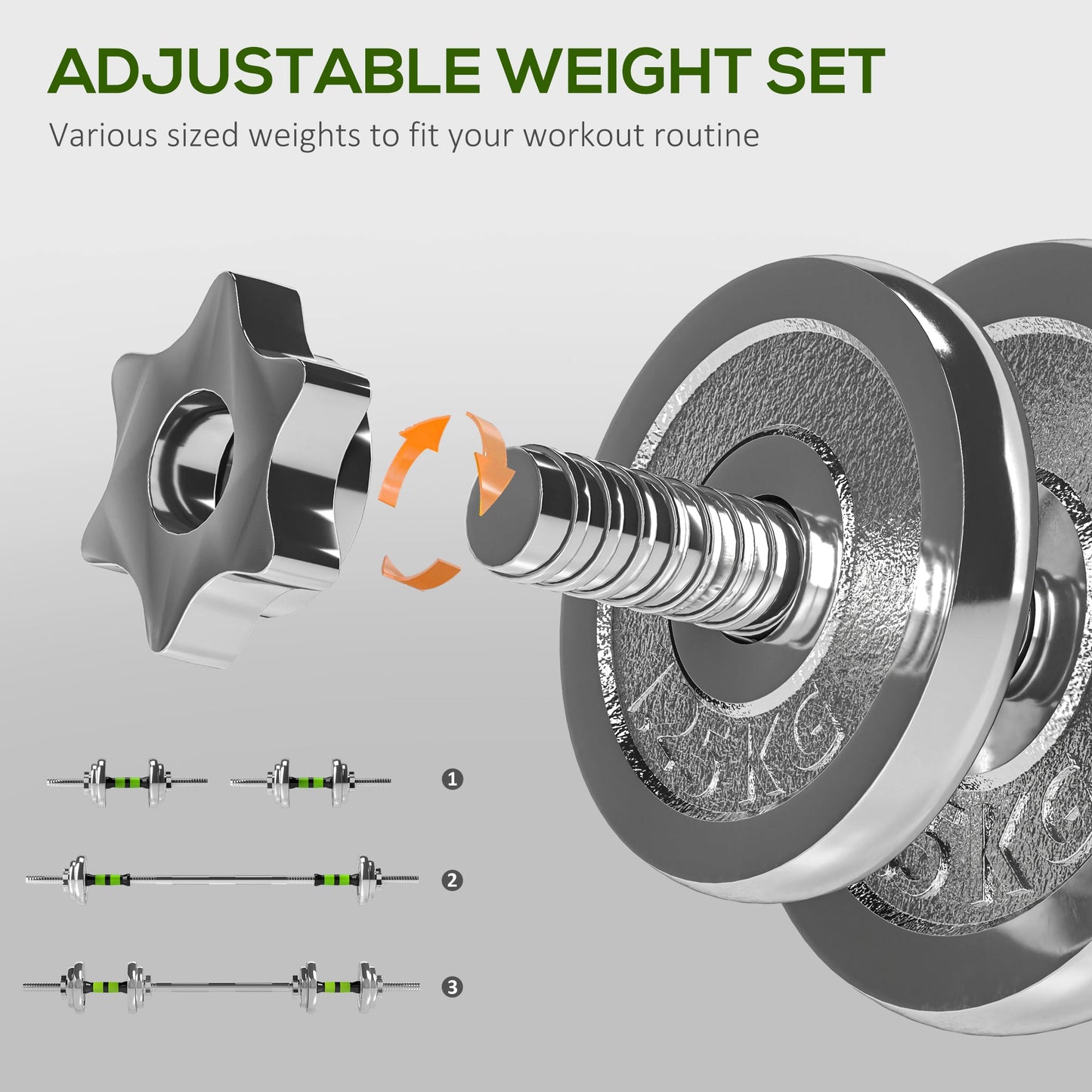 20kg Adjustable Weights Dumbbells Set, 2-in-1 Dumbbells and Barbell with Non-slip Handle, Free Weights Set for Home Gym Weight Lifting and Strength Training-4